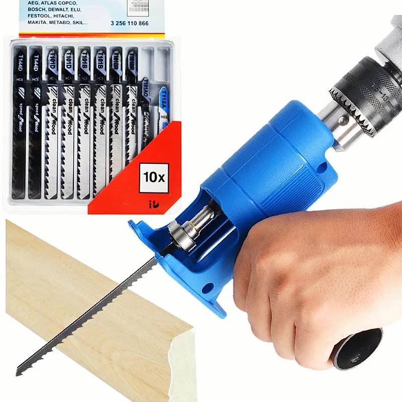 Reciprocating Saw Attachment Drill - อะแดปเตอร์เลื่อยไฟฟ้าแบบลูกสูบแบบพกพา Bor listrik ดัดแปลงเครื่องตัดไม้มาพร้อมกับใบมีด