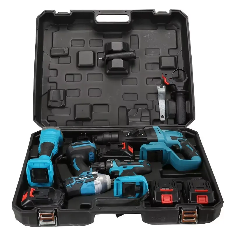 Brushless Angle Grinder Battery Powered - ชุดเครื่องมือไฟฟ้าไร้สายแบบไม่มีแปรงถ่าน ประกอบด้วยสว่านกระแทกไฟฟ้าไร้สาย และเครื่องเจียรไฟฟ้า พร้อมแบตเตอรี่