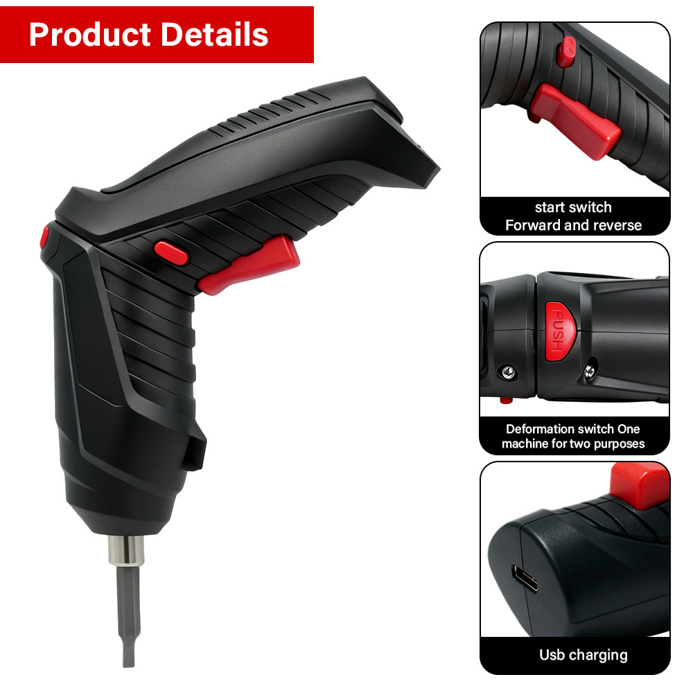 Electric Screwdriver Rechargeable Usb - ชุดไขควงไฟฟ้าไร้สายแบบชาร์จได้ 3.6V แบบมัลติฟังก์ชันสำหรับใช้ในครัวเรือน พร้อมชุดอุปกรณ์ 3/47 ชิ้น