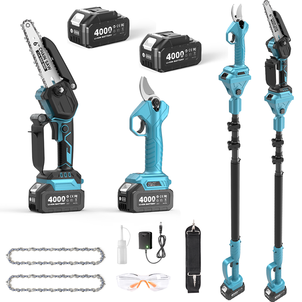 Mini Electric Chainsaw 6 Inch - Taskstar เครื่องตัดกิ่งไม้แบบไร้แปรงถ่าน 3-in-1 และเลื่อยโซ่ไร้สายขนาด 6 นิ้ว