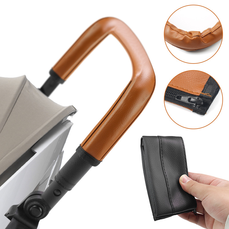 Hardware - ปลอกหุ้มที่จับรถเข็นเด็กทำจากหนัง PU 1 ชิ้น พร้อมซิป ถอดประกอบได้
