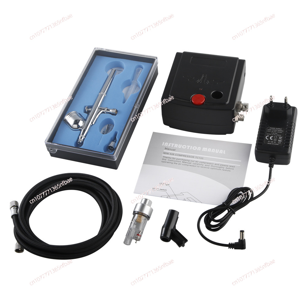 Airbrush Kit With Mini Compressor - ชุดคอมเพรสเซอร์แอร์บรัชขนาดเล็ก พร้อมระบบหยุดอัตโนมัติ ชุดแอร์บรัชพกพาสำหรับงานเพ้นท์โมเดล ทำเล็บ และแต่งหน้า