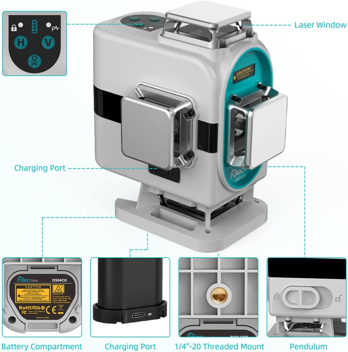 เลเซอร์ระดับแสงสีเขียว DS04CG  - Laser Level 16 Lines 4D Green บทวิจารณ์และราคา