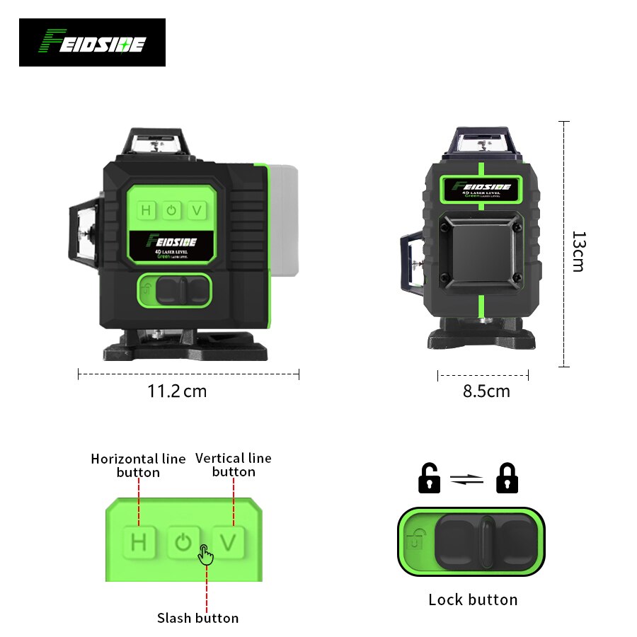 Feidside ระดับเลเซอร์สีเขียวระ - Laser Level 16 Lines 4D Green บทวิจารณ์และราคา