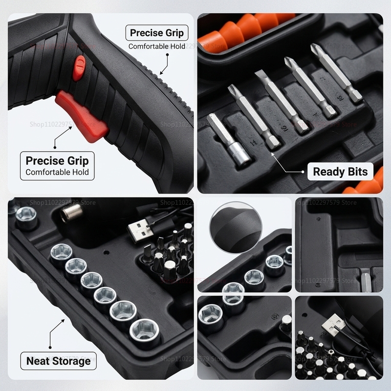 ชุดไขควงไฟฟ้าแบบชาร์จได้ 47 ชิ - Electric Screwdriver Rechargeable Usb บทวิจารณ์และราคา