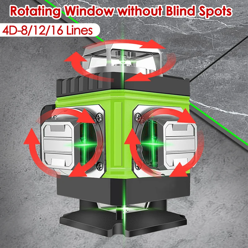 8/12/16 เส้นเลเซอร์ระดับ 4D สา - Laser Level 16 Lines 4D Green บทวิจารณ์และราคา