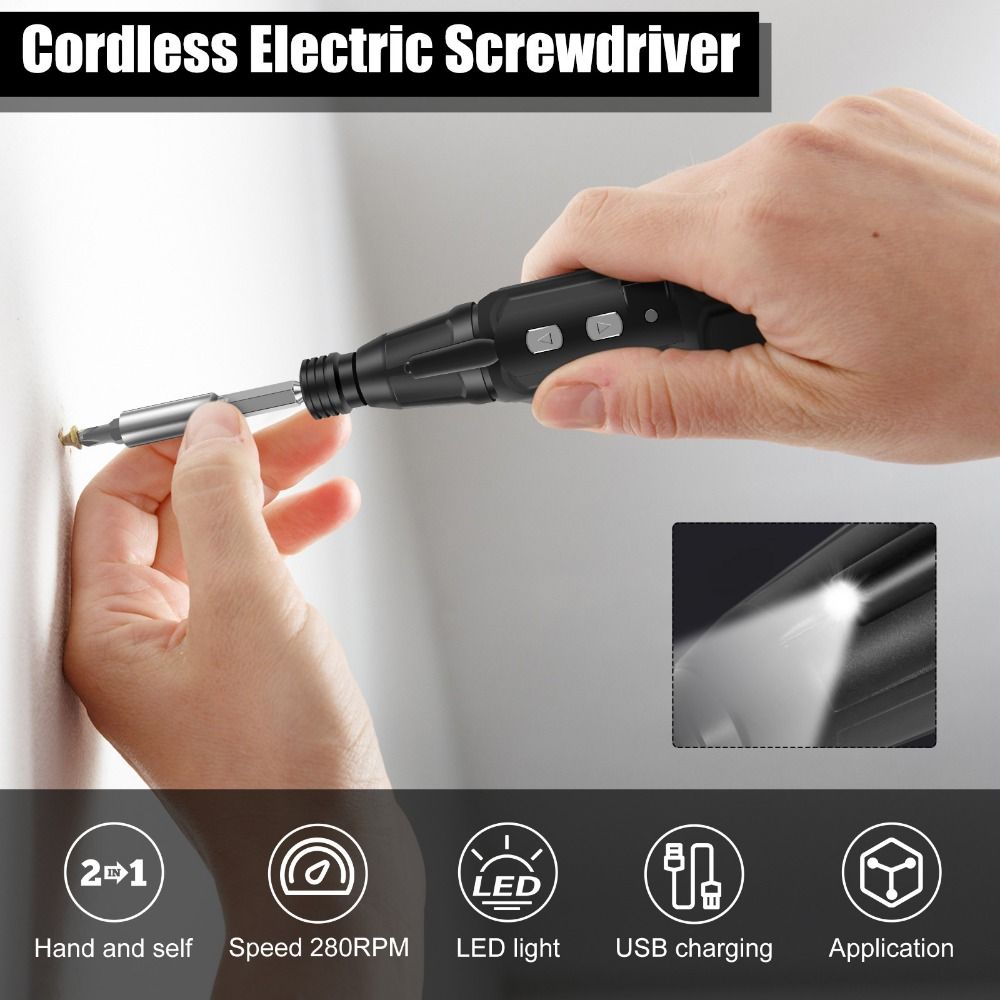 ไขควงไฟฟ้า 3.6V พร้อมไฟ LED US - Electric Screwdriver Rechargeable Usb บทวิจารณ์และราคา