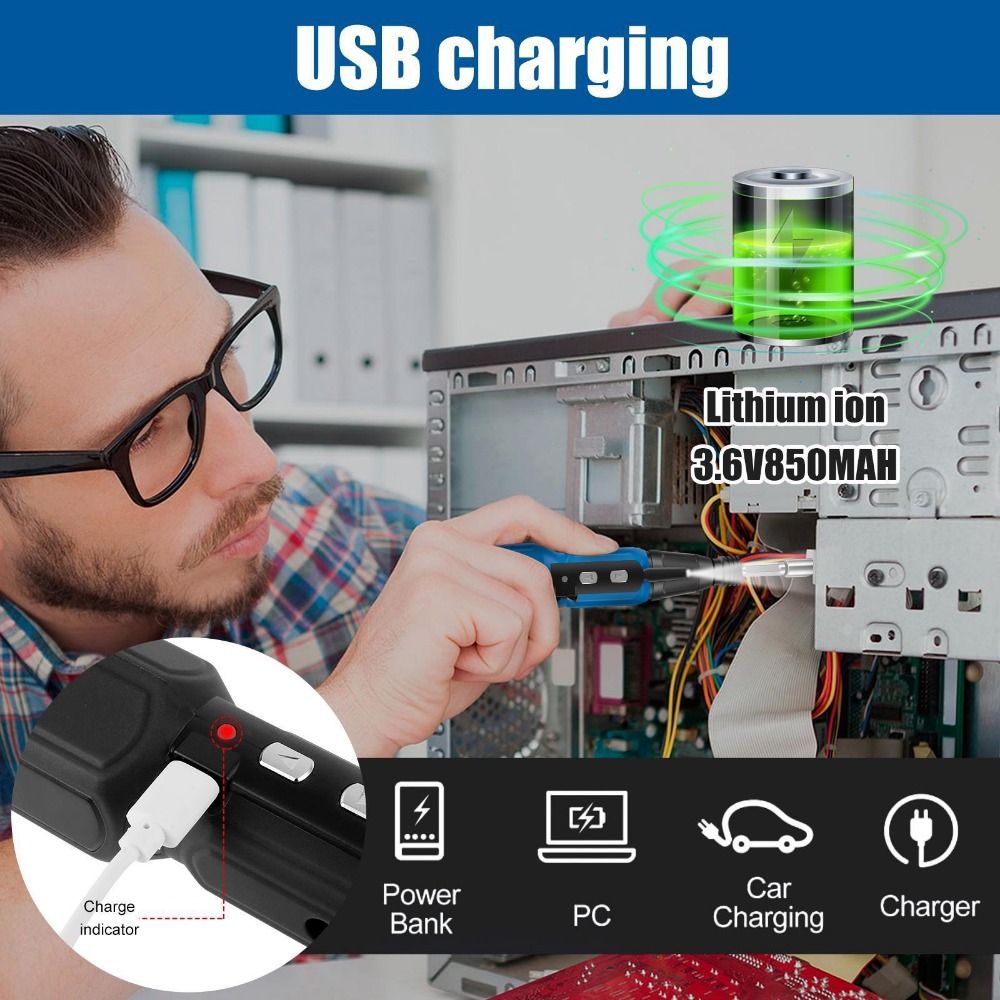 ไขควงไฟฟ้า 3.6V พร้อมไฟ LED US - Electric Screwdriver Rechargeable Usb บทวิจารณ์และราคา
