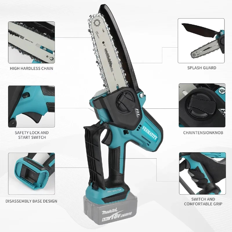 เลื่อยโซ่ไฟฟ้าไร้สาย VESMATITY - Mini Electric Chainsaw 6 Inch บทวิจารณ์และราคา