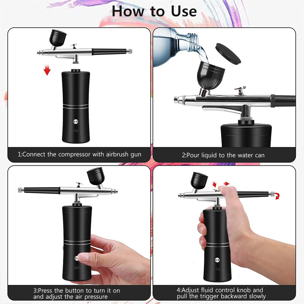 ชุดแอร์บรัชขนาดเล็กแบบชาร์จไฟไ - Airbrush Kit With Mini Compressor บทวิจารณ์และราคา