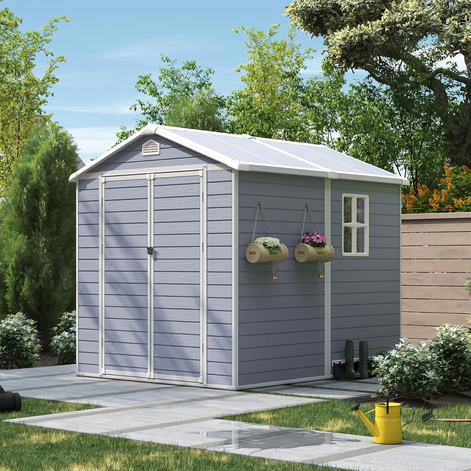 โรงเก็บของกลางแจ้งขนาด 6x8 ฟุต - Garden Tools บทวิจารณ์และราคา