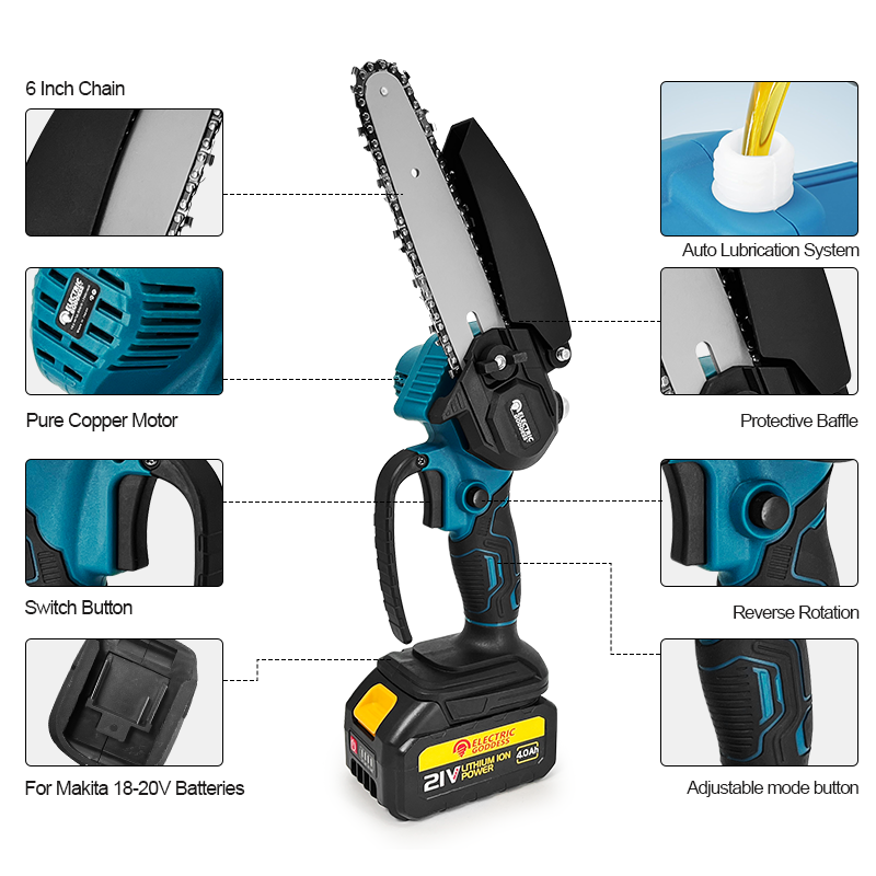 เลื่อยไฟฟ้าไร้สายขนาดเล็ก 6 นิ - Mini Electric Chainsaw 6 Inch บทวิจารณ์และราคา